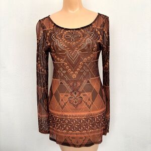 Brown Sheer Mesh Top Large